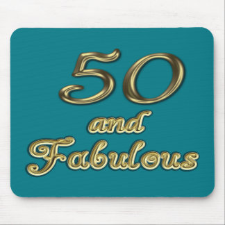 50 and Fabulous Birthday Gold Typography 50th Age Mouse Pad