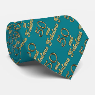 50 and Fabulous Birthday Gold Typography 50th Age Tie