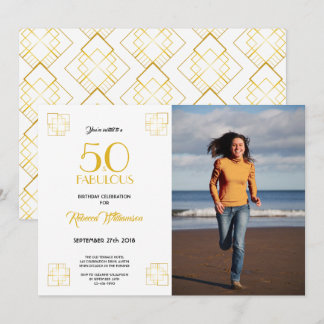 50 and Fabulous Birthday Invitation Art Deco style