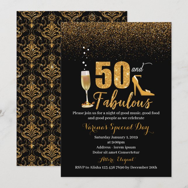 50 and Fabulous Birthday Invitation for Women (Front/Back)