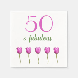 50 and Fabulous Birthday Napkin | Magenta Tulip