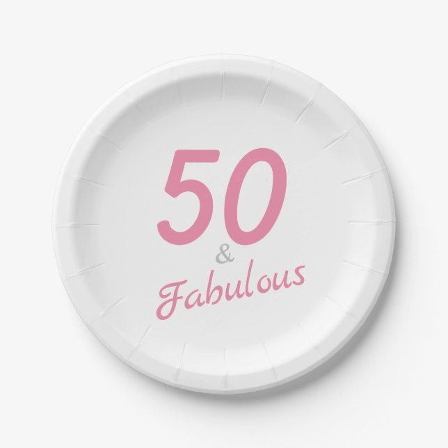 50 and Fabulous Birthday  Paper Plates (Front)