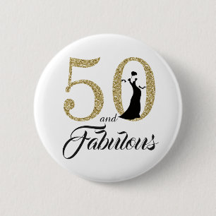 50 and Fabulous Birthday Party 6 Cm Round Badge