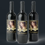 50 and fabulous birthday party bottle label<br><div class="desc">Celebrate your 50th birthday in style with these modern elegant gold black damask 50th Birthday Party party bottle labels. You can personalise your fiftieth birthday party celebration. The words "50 and Fabulous" are set using popular typhography. You can personalise script fonts and font colours in the design. Please note, this...</div>
