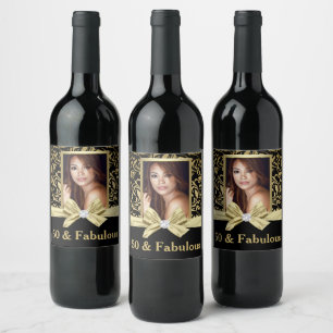 50 and fabulous birthday party bottle label