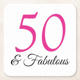 50 and Fabulous birthday party coaster