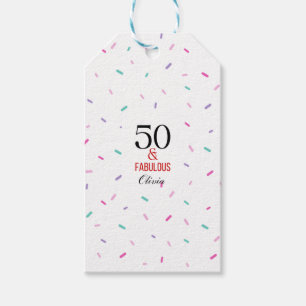 50 and Fabulous Birthday Party Colourful Confetti Gift Tags