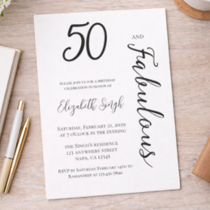 50 and Fabulous Birthday Party Invitation