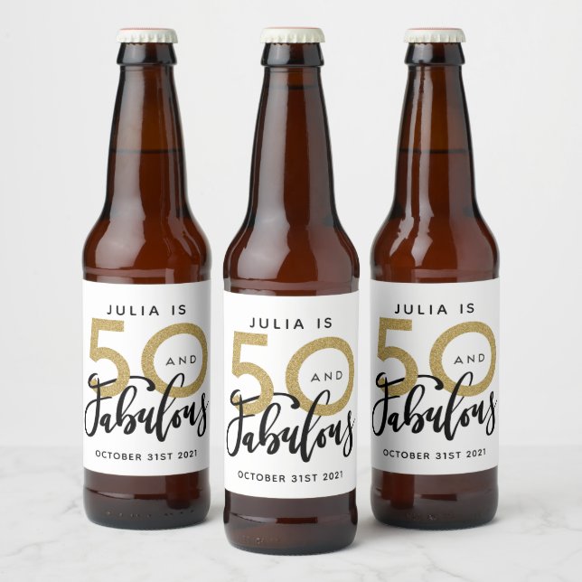 50 and fabulous birthday party label (Bottles)