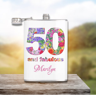 50 and fabulous birthday party modern flask
