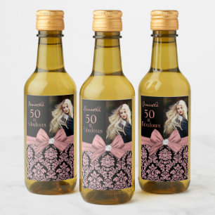 50 and fabulous birthday party monogram name  wine label