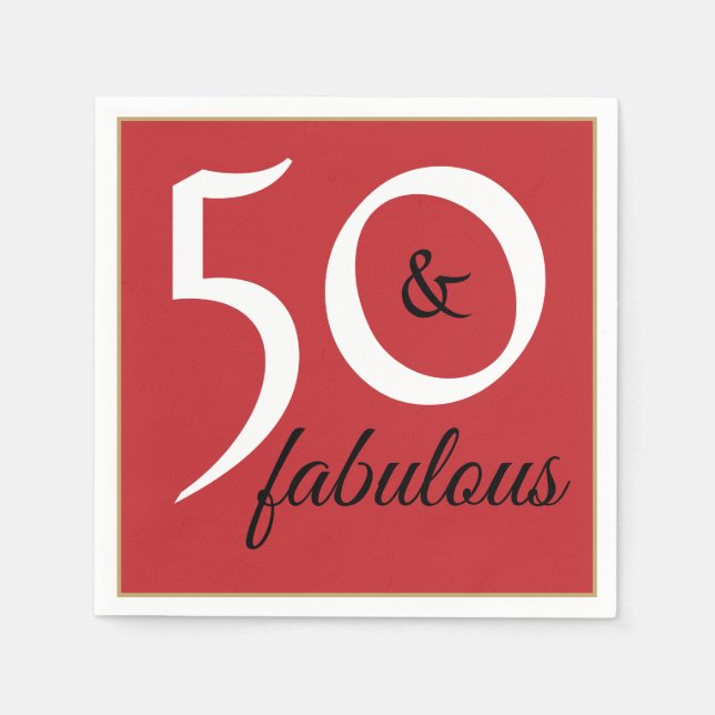 50 and Fabulous Birthday Party Napkin (Front)