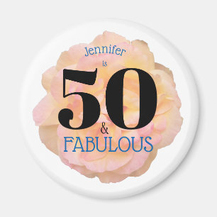 50 and Fabulous Birthday Party Pale Peach Rose Magnet