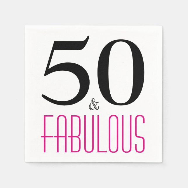 50 and Fabulous Birthday Party Paper Napkins (Front)