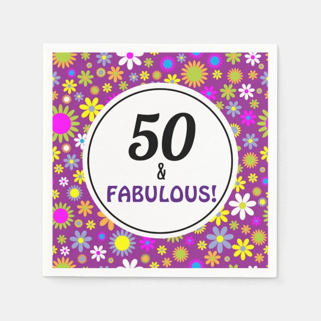 50 and Fabulous Birthday Party Paper Napkins (Front)