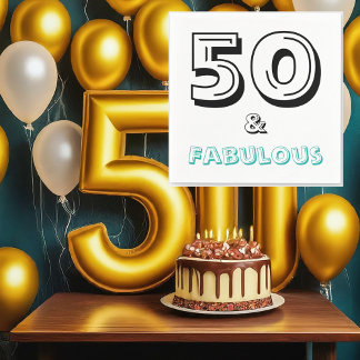 50 and Fabulous Birthday Party Paper Napkins