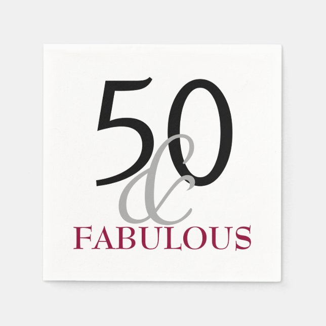 50 and Fabulous Birthday Party Paper Napkins (Front)