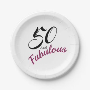 50 and Fabulous. Birthday Party Paper Napkins. Paper Plate
