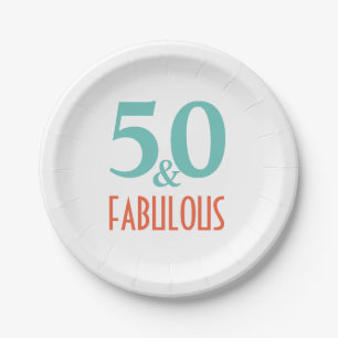 50 and fabulous birthday party paper plate