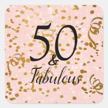 50 and Fabulous Birthday Party Pink Gold Confetti