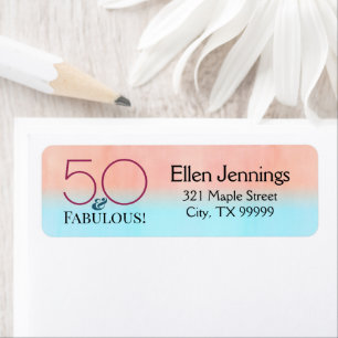 50 and Fabulous Birthday Party Pink Return Address Label