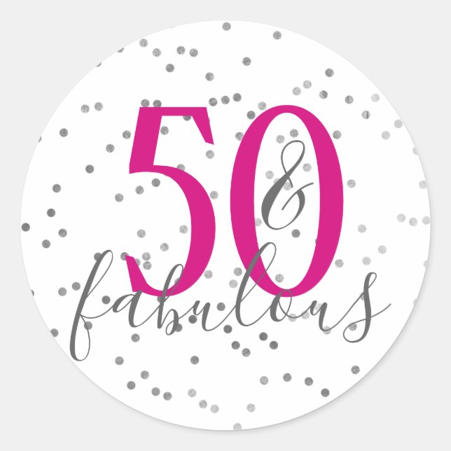 50 and Fabulous Birthday Party Stickers (Front)