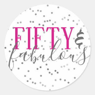 50 and Fabulous Birthday Party Stickers