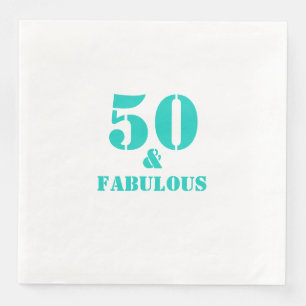 50 And Fabulous Birthday Party Teal Blue Aqua Cool Napkin