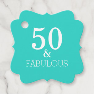 50 And Fabulous Birthday Party Turquoise Cute Favour Tags
