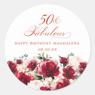 50 and Fabulous Birthday Personalised Custom Classic Round Sticker