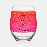 50 And Fabulous Birthday Pink Glitter Gift Favour Stemless Wine Glass<br><div class="desc">Designed with pretty,  girly and beautiful pink glittery background and personalised text template for name which you can edit,  this is perfect for the 50th birthday celebrations!</div>