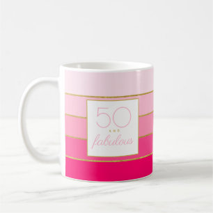 50 and fabulous birthday pink gold coffee mug