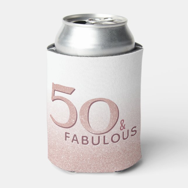 50 and Fabulous Birthday Pink Modern Typography Can Cooler (Can Front)