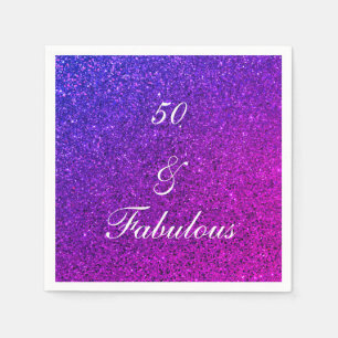 50 And Fabulous Birthday Pink Purple Glitter Girly Napkin