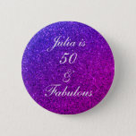50 And Fabulous Birthday Pink Purple Glitter Ombre 6 Cm Round Badge<br><div class="desc">Designed with pretty,  girly and beautiful pink purple glittery background and personalized text template for name which you can edit,  this is perfect for the 50th birthday celebrations!</div>