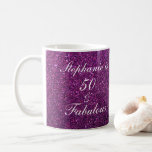50 And Fabulous Birthday Purple Glitter Ombre Chic Coffee Mug<br><div class="desc">Designed with pretty,  girly and beautiful purple glittery background and personalised text template for name which you can edit,  this is perfect for the 50th birthday celebrations or gift!</div>