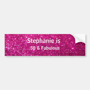 50 And Fabulous Birthday Purple White Glitter Cute Bumper Sticker