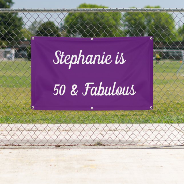 50 And Fabulous Birthday Purple White Royal Cool Banner (Insitu)