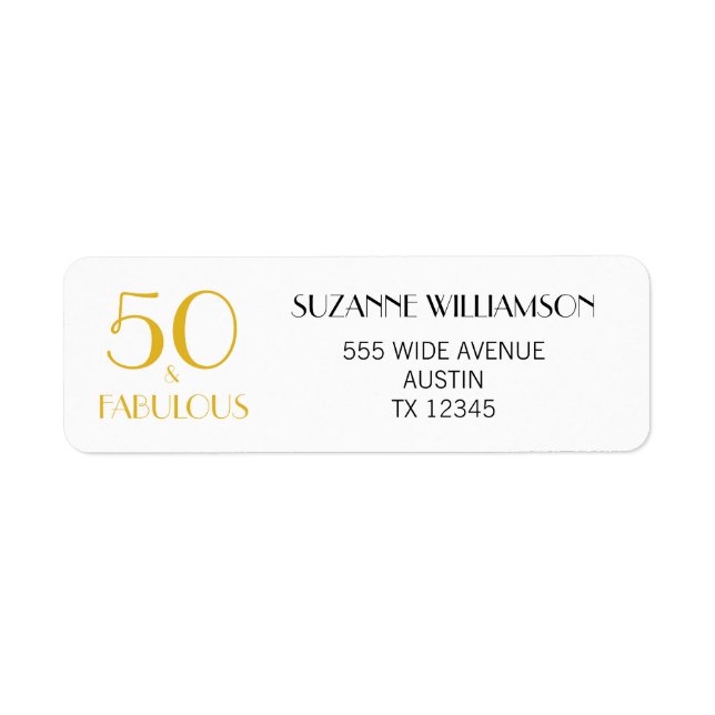 50 and Fabulous Birthday Return Address Label (Front)