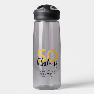 50 and Fabulous Birthday Script Party Custom Water Bottle