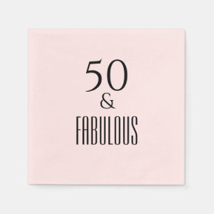 50 and Fabulous Birthday With Quote Black  Text Napkin