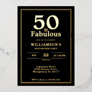 50 and Fabulous Black and Gold Birthday