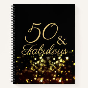 50 and Fabulous Black and Gold Birthday Notebook