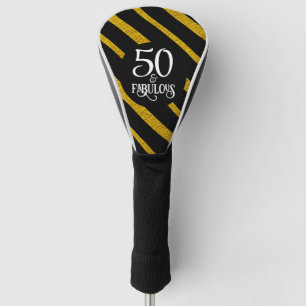 50 and Fabulous Black and Gold Golf Head Cover