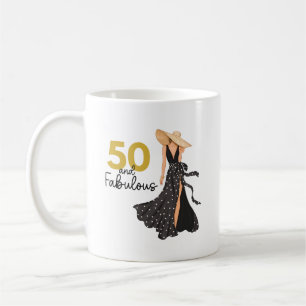 50 and fabulous black and Gold Mug