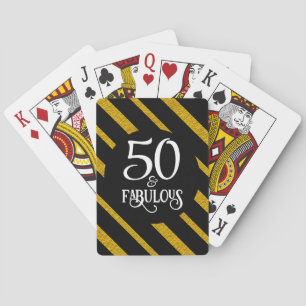 50 and Fabulous Black and Gold Playing Cards