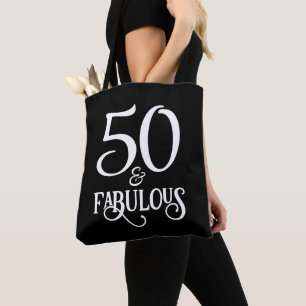50 and Fabulous Black and Gold Tote Bag