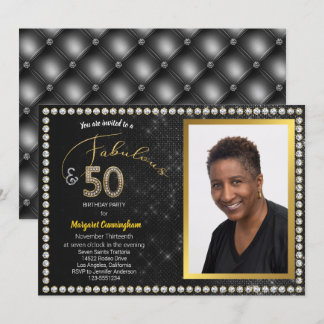 50 and Fabulous Black Diamond 50th Birthday Party Invitation