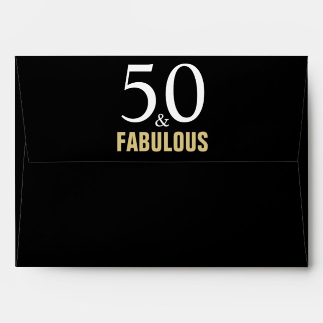 50 and Fabulous Black Gold 50th Birthday  Envelope (Back (Top Flap))