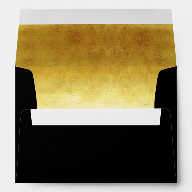 50 and fabulous black gold birthday return address envelope (Back (Bottom))